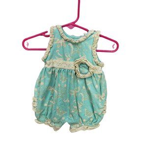 Tara Collection Ruffled Light Blue Butterfly‎ Size 3 Months Romper